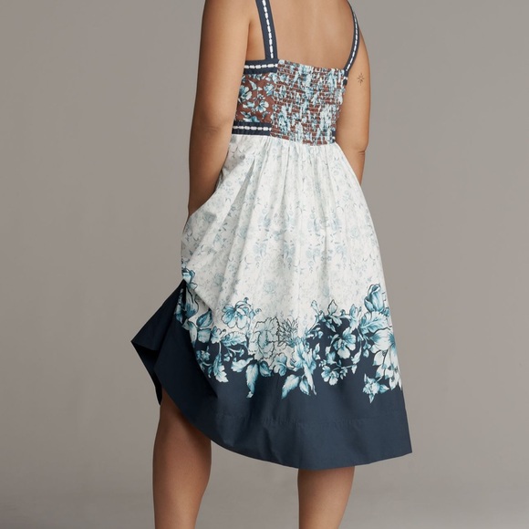 Maeve Blue and White Floral Midi Dress - Picture 6 of 8
